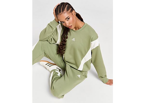 adidas Panel Crew Tracksuit Tent Green / Chalk White