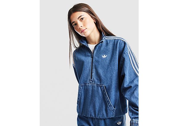 adidas Originals Girls\' Denim 1/4 Zip Track Top Junior