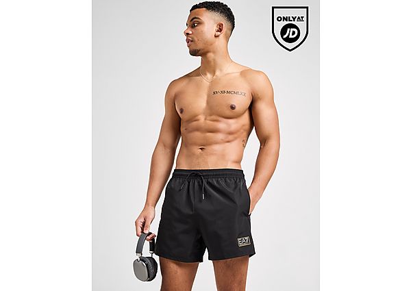 EA7 Emporio Armani Gold Badge Swim Shorts Black