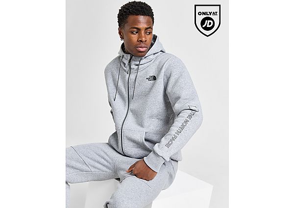 The North Face Linear Logo FullZip Hoodie Grey