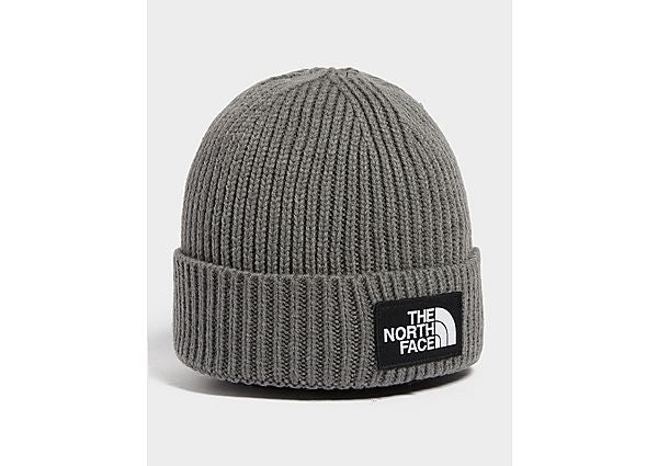 The North Face Logo Box Cuffed Beanie Hat Grey