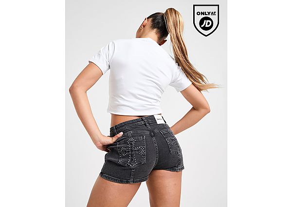 JUICY COUTURE Diamante Cross Denim Shorts