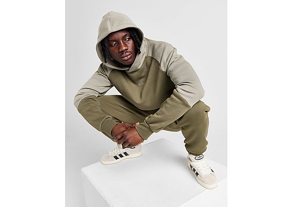 Adidas Colour Block Essentials Tracksuit Olive Strata   Silver Pebble