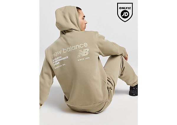 New Balance Linear Back Print Hoodie Brown