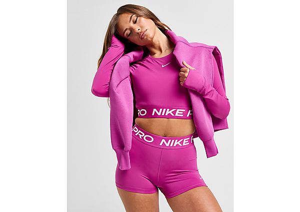 Nike Training Pro Long Sleeve Crop Top Pink