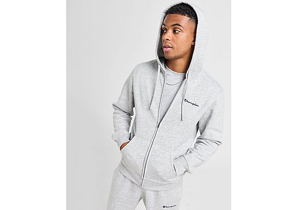 Champion Small Logo Full Zip Hoodie Grey