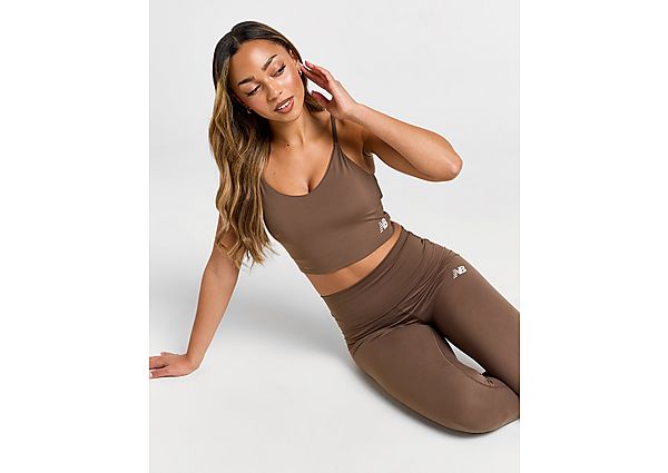 New Balance Logo Sports Bra Brown