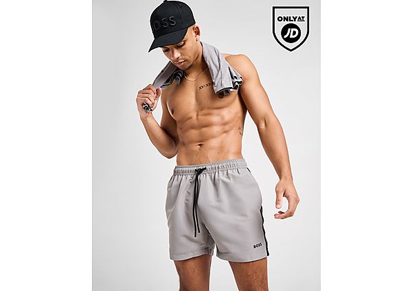 BOSS Repeat Tape Swim Shorts Grey