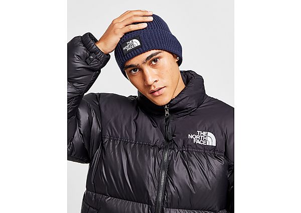 The North Face Logo Box Cuffed Beanie Hat Navy