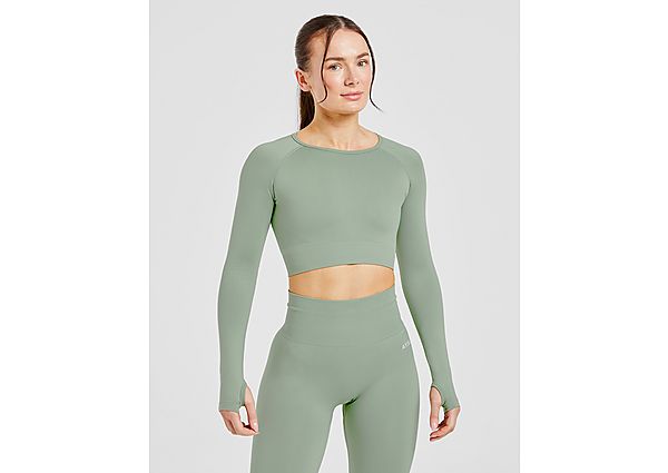 AYBL Empower Seamless Long Sleeve Crop Top Green