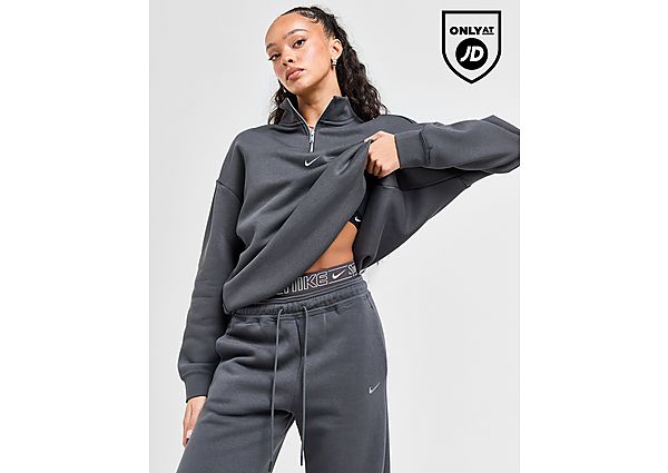 Nike Graphic Swoosh Oversized Zip Top Grey