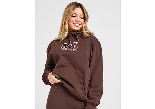 EA7 Emporio Armani Box Logo Oversized Hoodie Brown