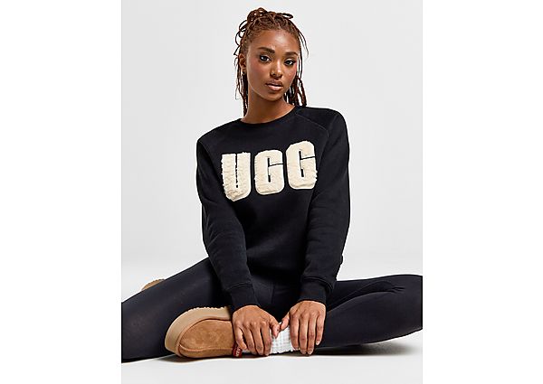 UGG Fuzzy Logo Crew Sweatshirt Black