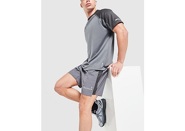 Red Run Activewear Titanium Charcoal Panelled Sports Shorts