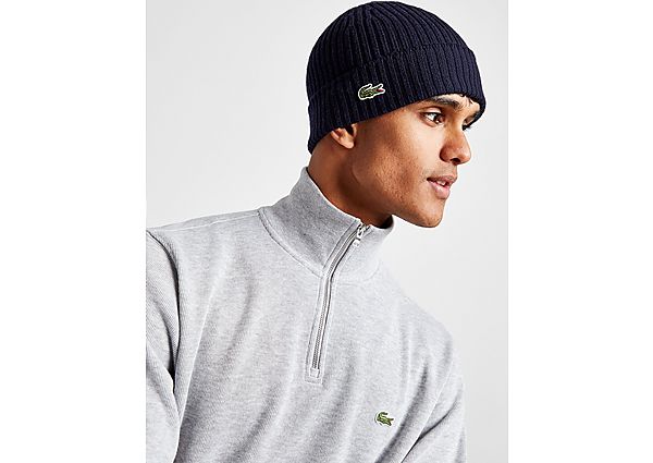 Lacoste Ribbed Beanie Hat Navy