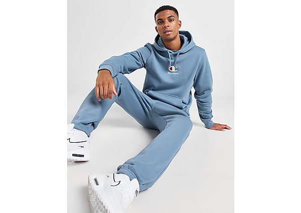 Champion Central Logo Overhead Hoodie Blue