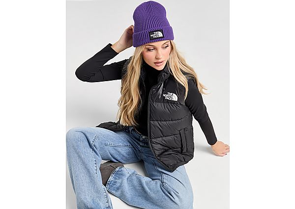 The North Face Logo Box Cuffed Beanie Hat Purple