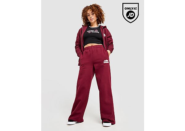 Unlike Humans Bubble Wide Leg Joggers - Burgundy, Burgundy