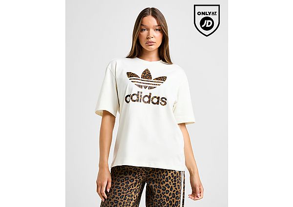 adidas Originals Leopard Print Trefoil Boyfriend T-Shirt