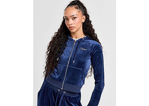 Hoodrich Figure Velour Full Zip Hoodie Navy