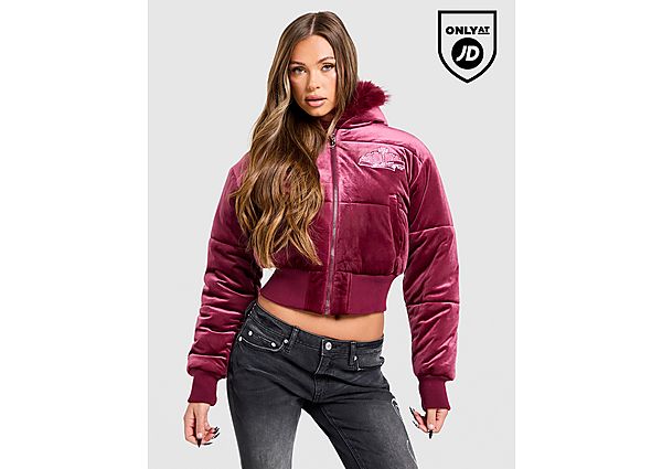 JUICY COUTURE Crown Velour Hooded Jacket - Burgundy, Burgundy