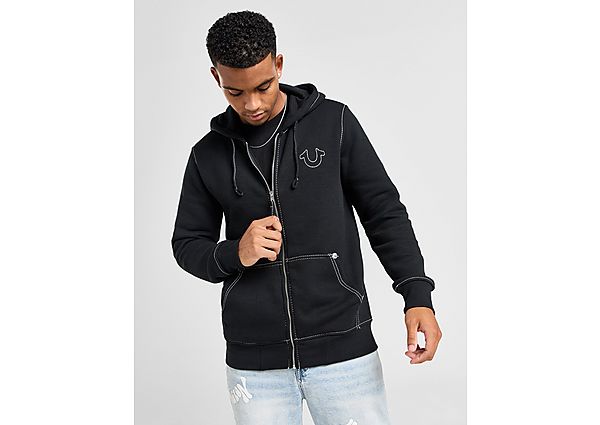 True Religion Big T Zip Through Hoodie Black