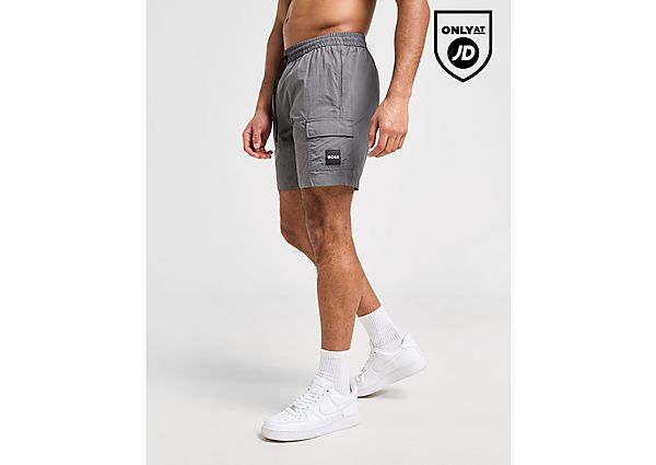 BOSS Badge Cargo Swim Shorts Grey