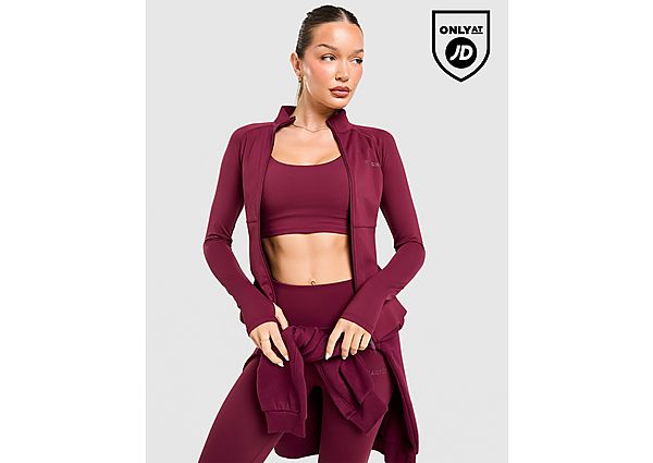 DAILYSZN Full Zip Fit Top - Burgundy, Burgundy