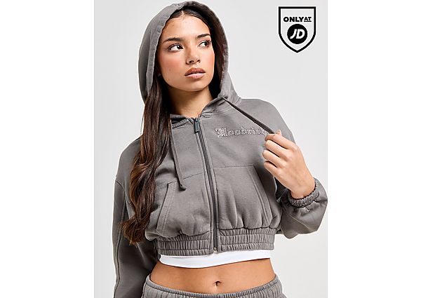 Hoodrich Tagra Full Zip Cropped Hoodie Grey