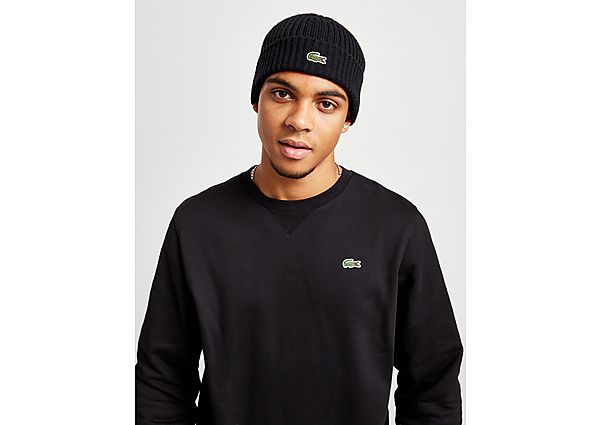 Lacoste Ribbed Beanie Hat Black