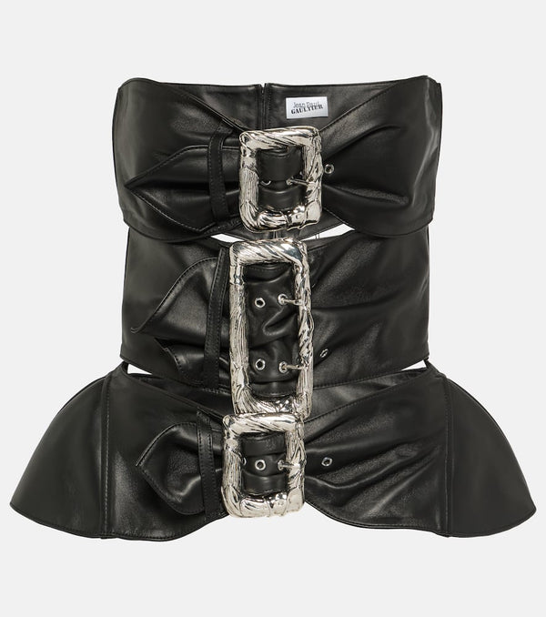 Jean Paul Gaultier Buckle-detail strapless leather top