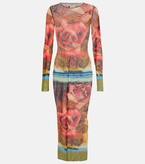 Jean Paul Gaultier Floral semi-sheer midi dress