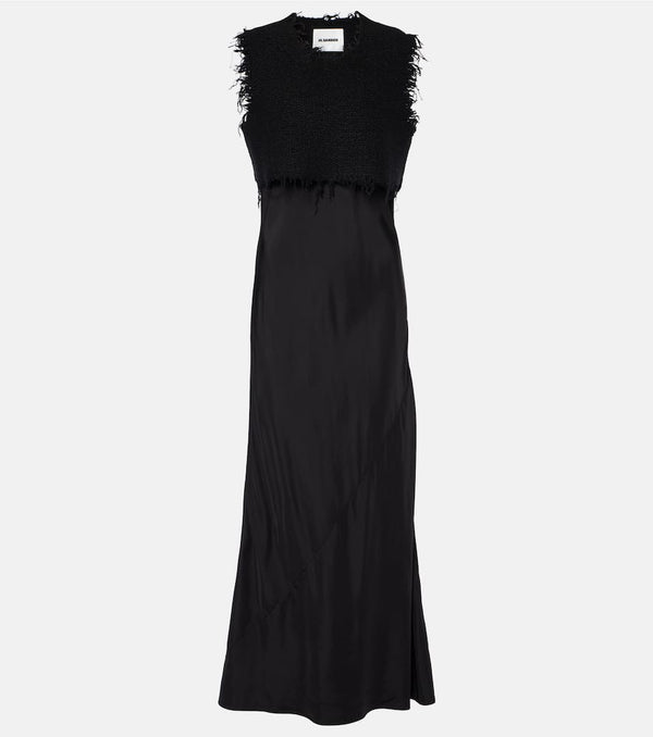 Jil Sander Bouclé-trimmed maxi dress