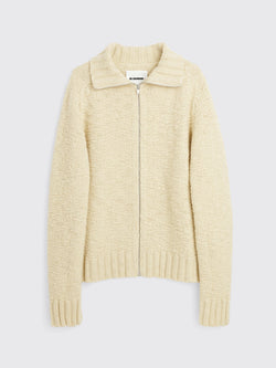 Jil Sander Pure Wool Zip Cardigan Bone