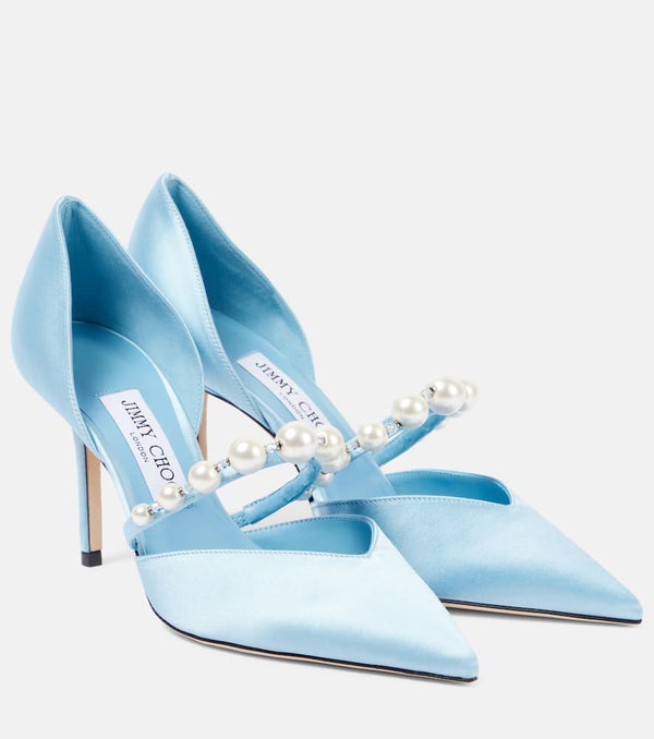 Jimmy Choo Aurelie 85 embellished satin pumps