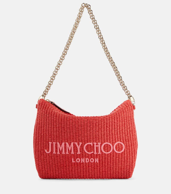 Jimmy Choo Callie logo raffia shoulder bag