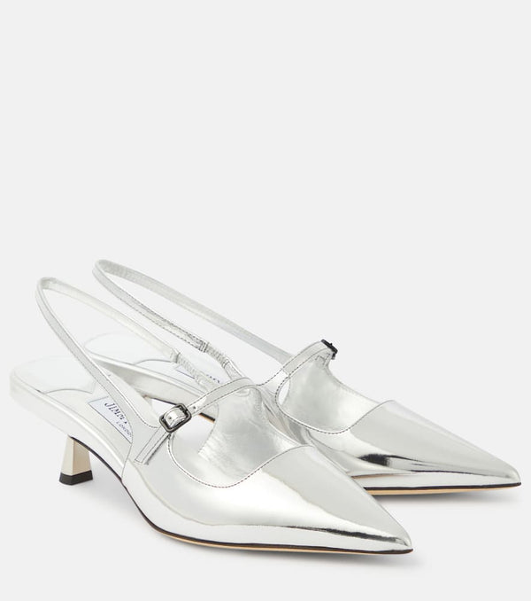 Jimmy Choo Didi 45 metallic leather slingback pumps