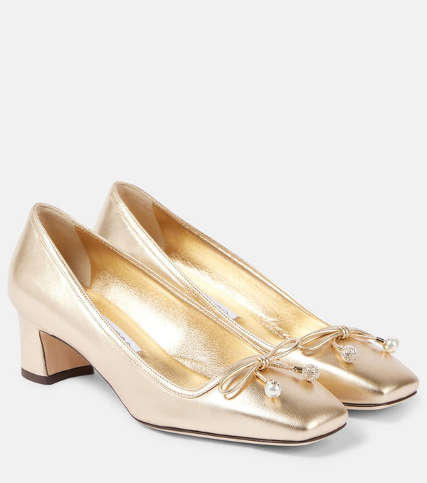 Jimmy Choo Elme 45 metallic leather pumps