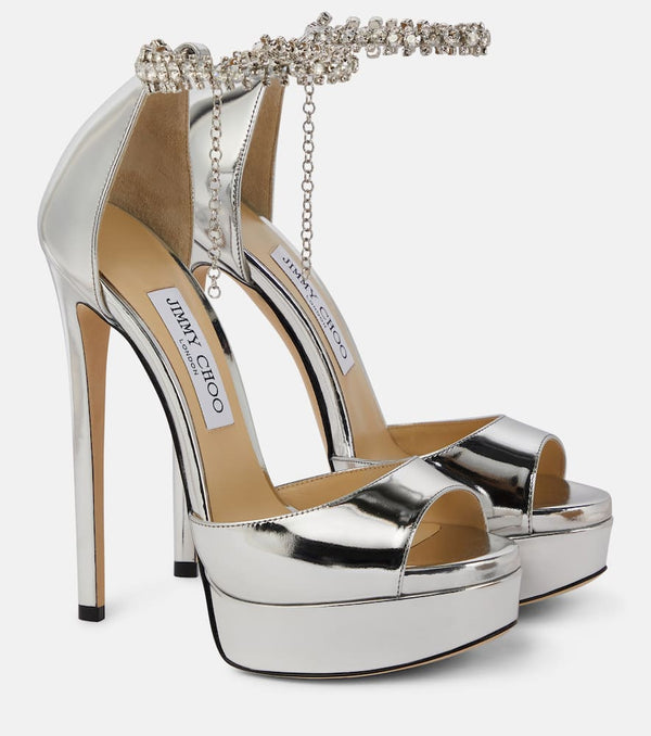 Jimmy Choo Max Bing 150 embellished leather platform sandals