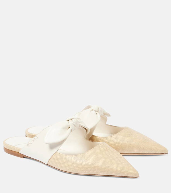 Jimmy Choo Rali leather and raffia mules