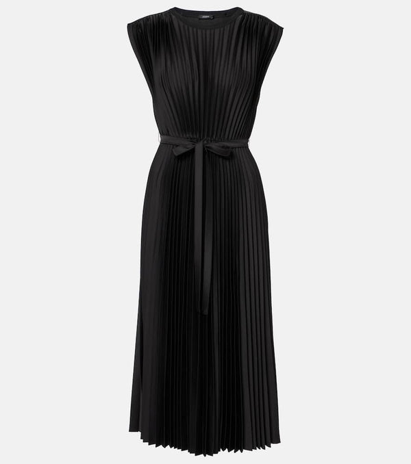 Joseph Volta belted plissé satin midi dress