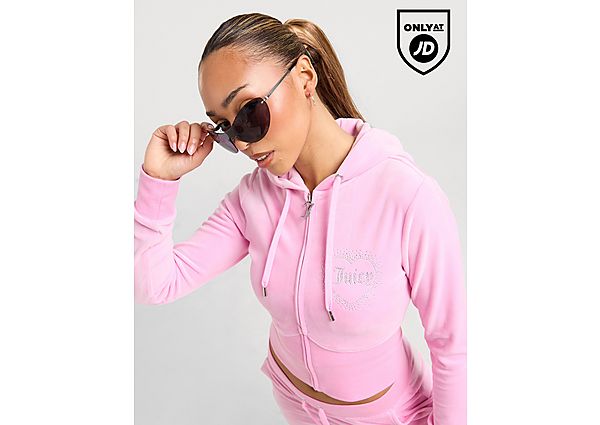 JUICY COUTURE Diamante Heart Logo Hoodie  Pink