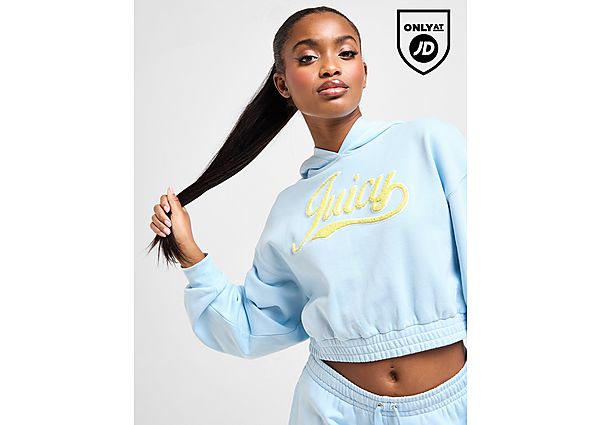 JUICY COUTURE Script Boucle Logo Hoodie  Blue