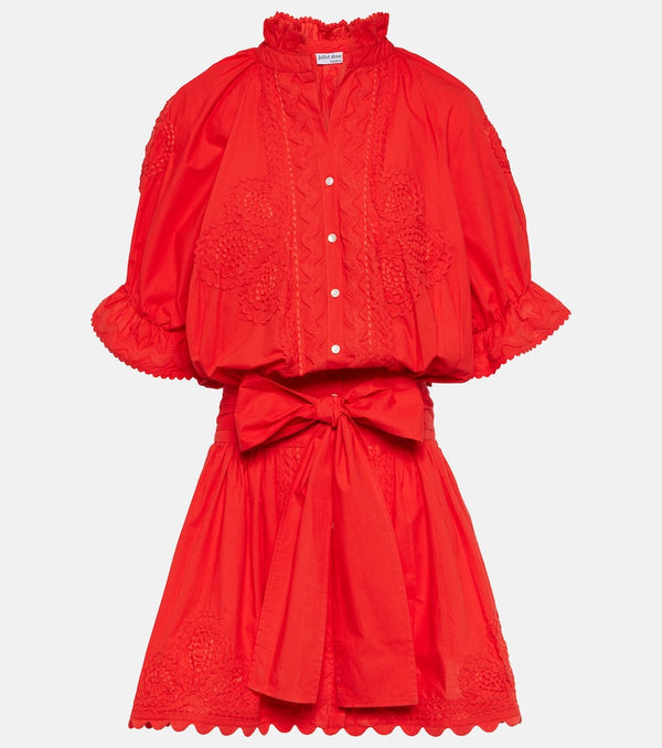 Juliet Dunn Embroidered cotton poplin shirt dress