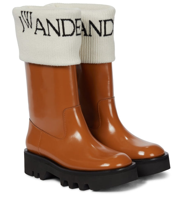 JW Anderson Logo-intarsia leather boots