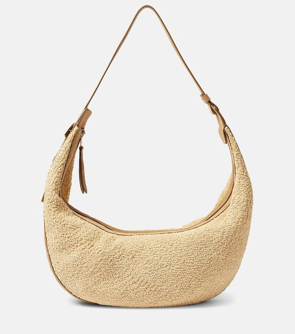 Khaite Augustina suede-trimmed raffia shoulder bag