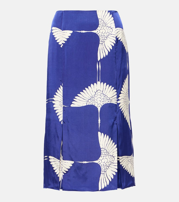 Khaite Levy printed twill midi skirt