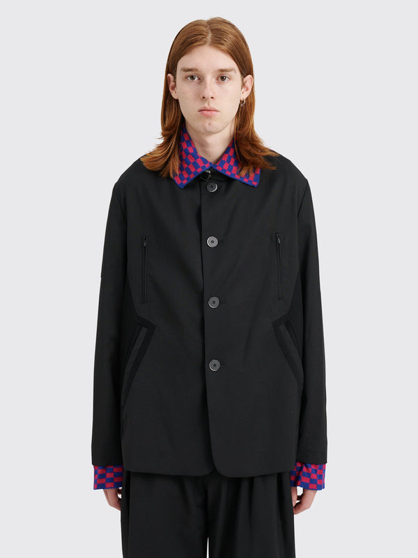 Kiko Kostadinov Sorelle Jacket Wool Jet Black Phlox Check