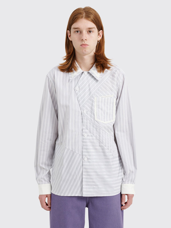 Kiko Kostadinov Aspasia Shirt Twill Light Grey Stripes