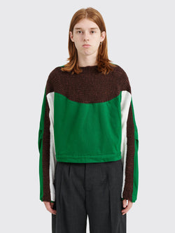 Kiko Kostadinov Solon Knit Hybrid LS Top Jersey Hunter Green Rust